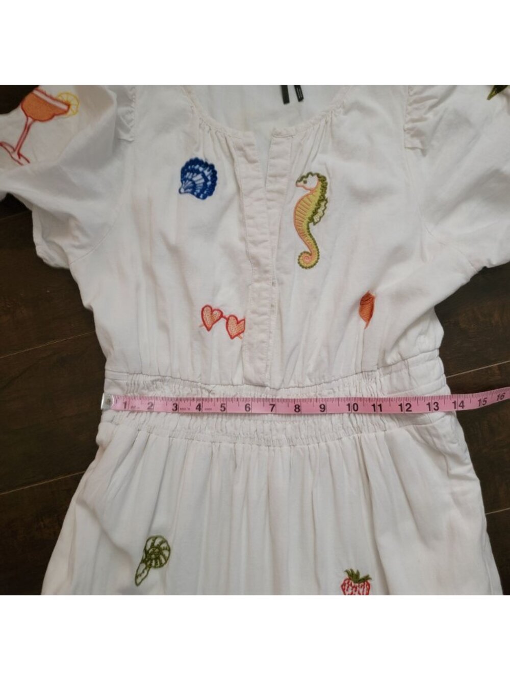Anthropologie The Somerset Maxi Dress Embroidered Seashell Nautical Womens M - Picture 10 of 11